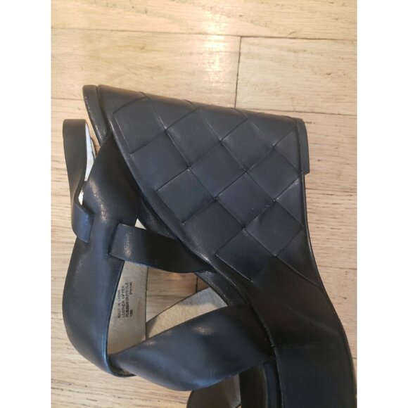 Michaell Kors Shoes Sandals Black Wedge Platform 10 Leather Strappy - Picture 6 of 13